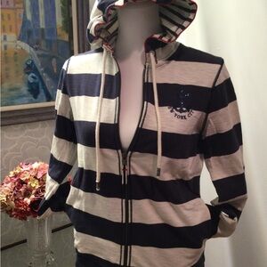 Tommy Hilfiger Nautical Striped Hoodie with Sequin Anchor